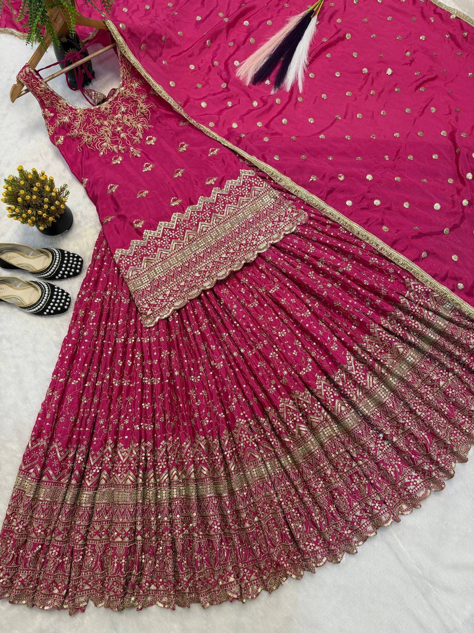 Fuchsia Blossom Wedding Sharara Set